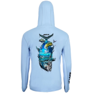 Hooded Long Sleeve Performance Shirt - Brand Values Light Blue (GT)